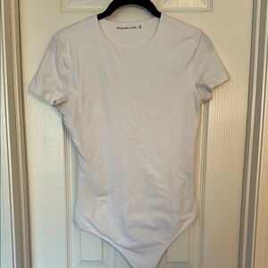 Abercrombie & Fitch White Fitted Short Sleeve Bodysuit